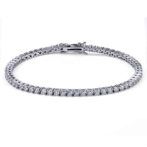 3mm Silver Clear Pure Design Crystal Tennis Link Cubic Zircon Bridal Bracelet Fashionable Simple CZ Stone Thin Bracelet