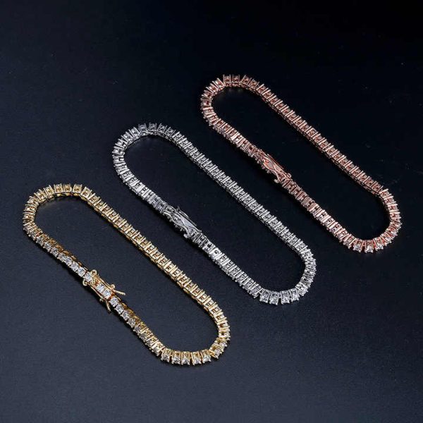 3mm Silver Clear Pure Design Crystal Tennis Link Cubic Zircon Bridal Bracelet Fashionable Simple CZ Stone Thin Bracelet
