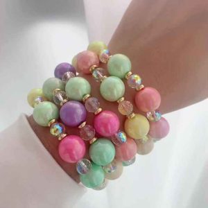 Bohemian Gold Plated Brass Charm Bracelet with Cubic Zirconia Beads, Summer Stylish Jewelry Gift for Women