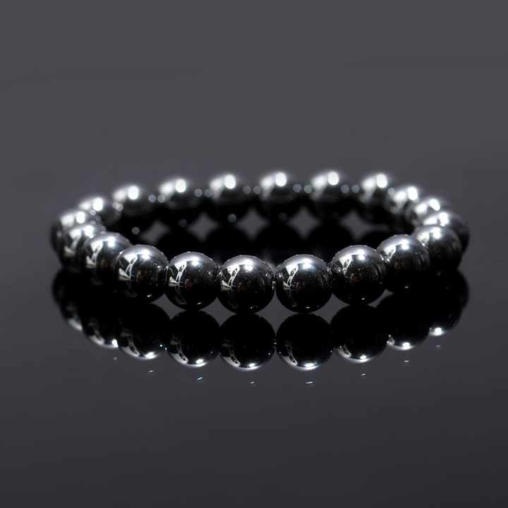 Natural Gray Hematite Bracelet Smooth Round 8 MM Beads Hematite Bead Bracelet Healing Meditation Grounding Crystal Bracelet