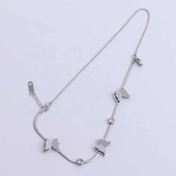 Fashion Stainless Steel 18K Gold Plated Diamond Jewelry Crystal Butterfly Double Chain Bracelet for Omen Jewelry