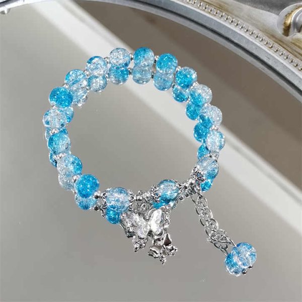 Fashion Romantic Style Beaded Bracelet Jewelry Bracelet Charms Women Butterfly Crystal Bead Bracelet Wholesale for Women Girls