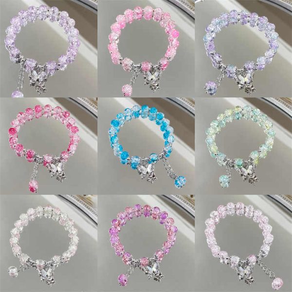 Fashion Romantic Style Beaded Bracelet Jewelry Bracelet Charms Women Butterfly Crystal Bead Bracelet Wholesale for Women Girls