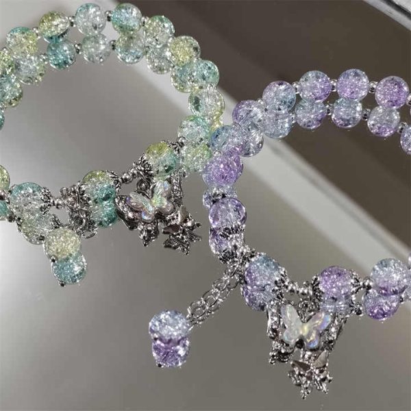 Fashion Romantic Style Beaded Bracelet Jewelry Bracelet Charms Women Butterfly Crystal Bead Bracelet Wholesale for Women Girls