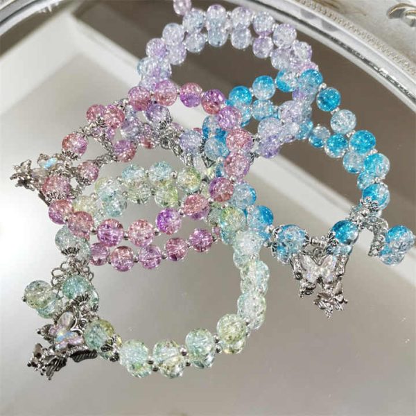 Fashion Romantic Style Beaded Bracelet Jewelry Bracelet Charms Women Butterfly Crystal Bead Bracelet Wholesale for Women Girls
