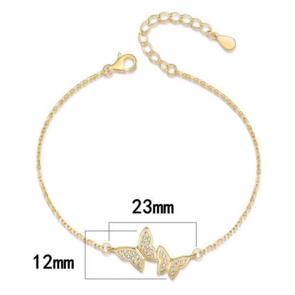 High Quality Women's Wedding Crystal Zircon Double Butterfly Charm Bracelet Jewelry Accessories