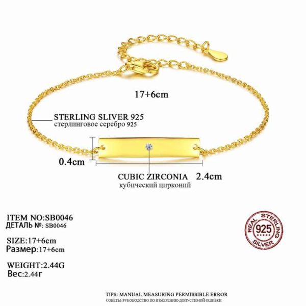 Wholesale Fashion Sterling Silver 925&18K Gold Bracelet Women Jewelry Tiny CZ Crystal for Women Chain Bracelet