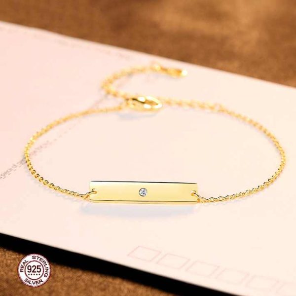 Wholesale Fashion Sterling Silver 925&18K Gold Bracelet Women Jewelry Tiny CZ Crystal for Women Chain Bracelet