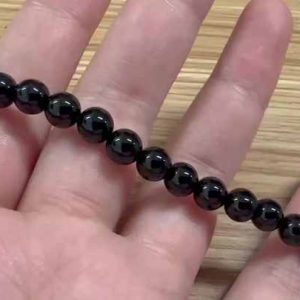 Handmade 925 Sterling Silver Onyx Bead Charm Bracelet for Women and Men | 6mm Round Beads, Unisex Jewelry Gift