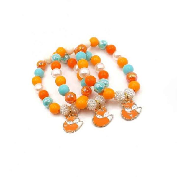 Wholesale Cute Design Colorful Crystal Glass Beaded Bracelets for Girls Fox Pendant Beads Bracelet for Girl Kids
