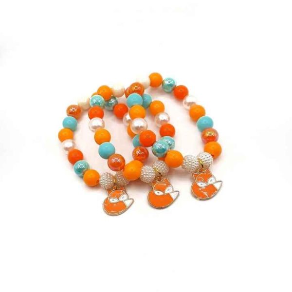 Wholesale Cute Design Colorful Crystal Glass Beaded Bracelets for Girls Fox Pendant Beads Bracelet for Girl Kids