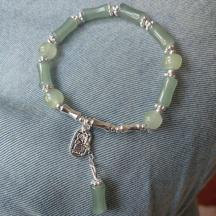 Chinese Style Green Beaded Bracelet Crystal Beads Bamboo Charm Bracelet for Girl Colorful Handmade Stone Glaze Bangles Bracelet