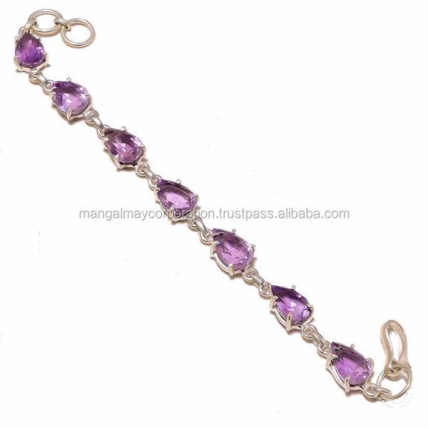 Attractive Jewelry 925 Sterling Silver Multi Crystal Gems Chain Bracelet Bangle at 2023 Most Popular Jewelry for Simple Women