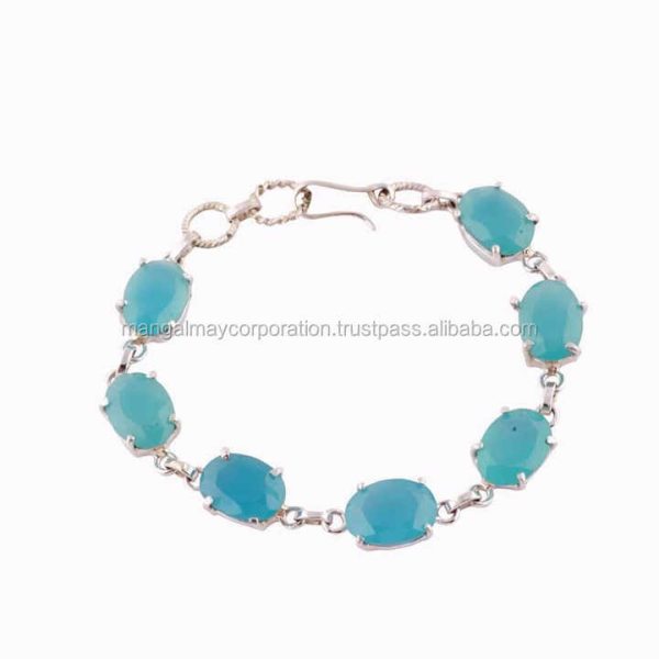 Attractive Jewelry 925 Sterling Silver Multi Crystal Gems Chain Bracelet Bangle at 2023 Most Popular Jewelry for Simple Women