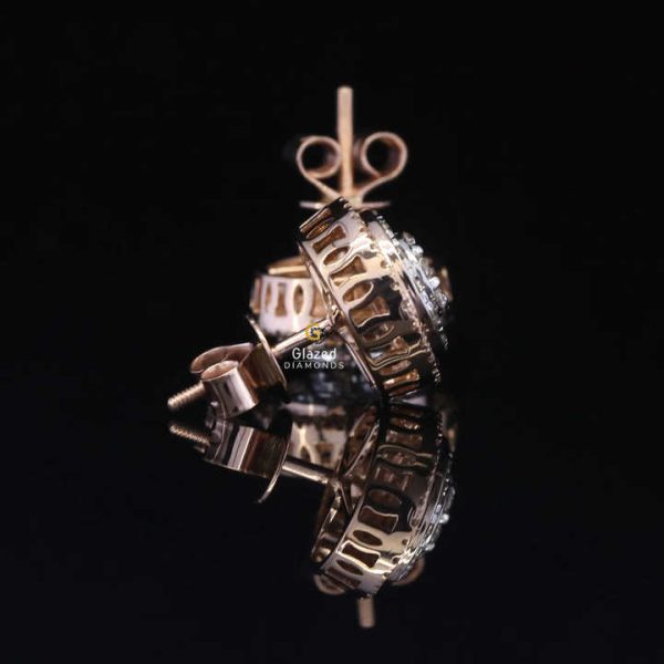 Trendy Unisex 10kt Rose Gold Fancy Stud Earrings Lab Grown round Brilliant Cut Diamonds Iced out Diamond Earrings
