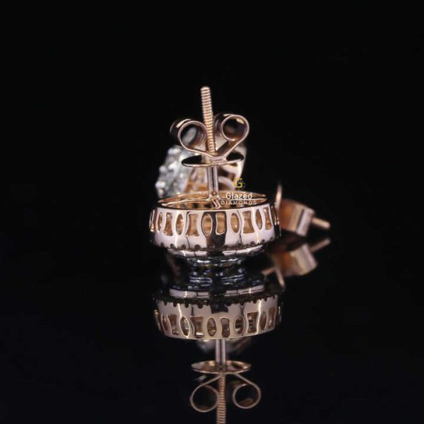 Trendy Unisex 10kt Rose Gold Fancy Stud Earrings Lab Grown round Brilliant Cut Diamonds Iced out Diamond Earrings