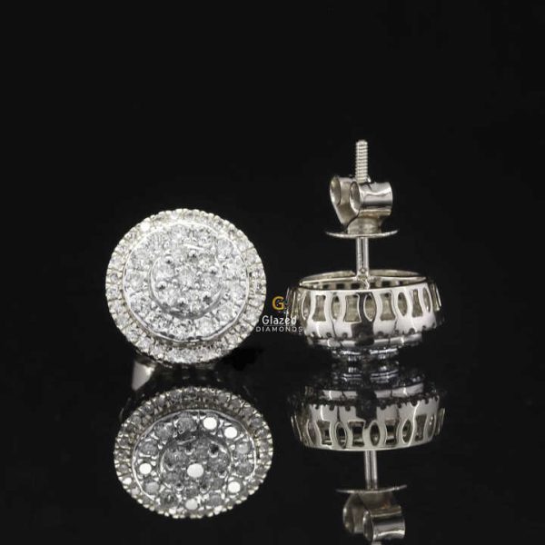 Trendy Unisex 10kt Rose Gold Fancy Stud Earrings Lab Grown round Brilliant Cut Diamonds Iced out Diamond Earrings