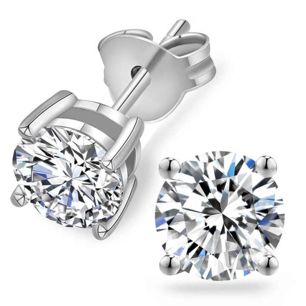 10K 14K 18K Solid Gold IGI Certificate CVD HPHT 0.5ct 1ct 2ct Lab Grown Diamond Pure Gold 4 6 Prong Stud Earring for Women