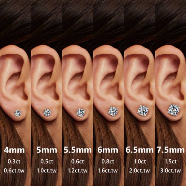 10K 14K 18K Solid Gold IGI Certificate CVD HPHT 0.5ct 1ct 2ct Lab Grown Diamond Pure Gold 4 6 Prong Stud Earring for Women