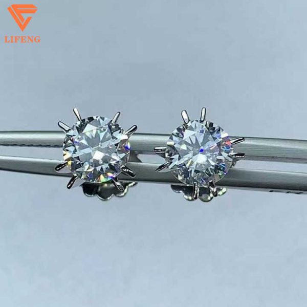 Customizable 925 Silver Moissanite Diamond Stud Earrings for Women Gemstone Jewelry
