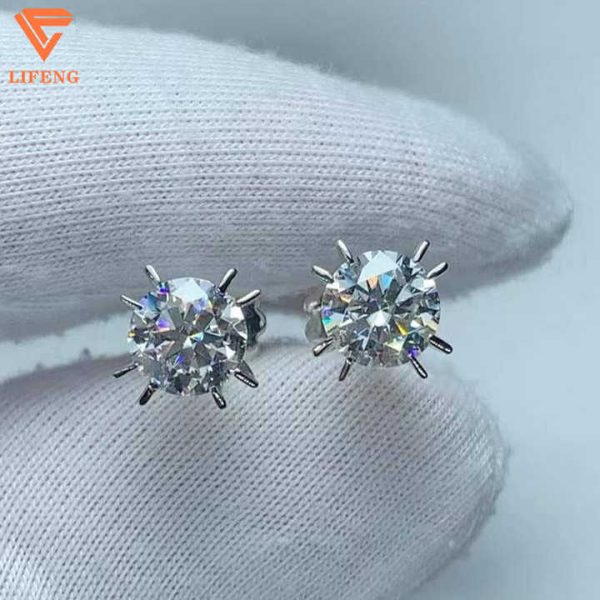 Customizable 925 Silver Moissanite Diamond Stud Earrings for Women Gemstone Jewelry