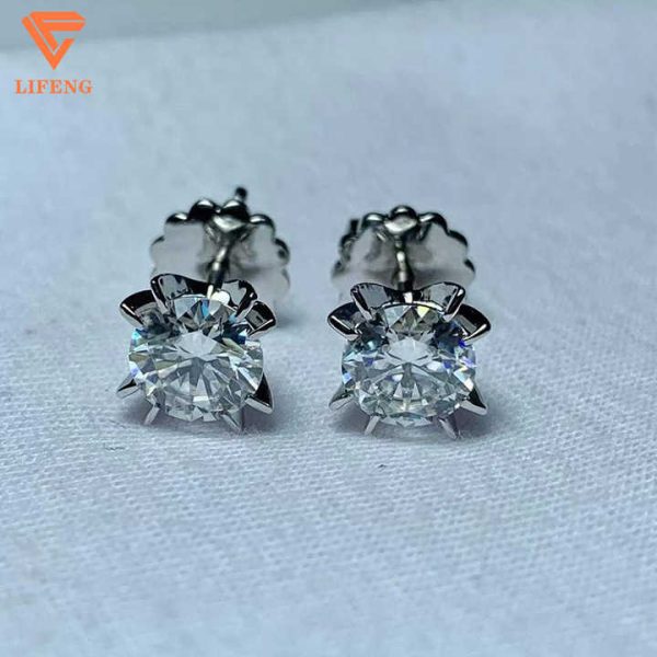 Customizable 925 Silver Moissanite Diamond Stud Earrings for Women Gemstone Jewelry