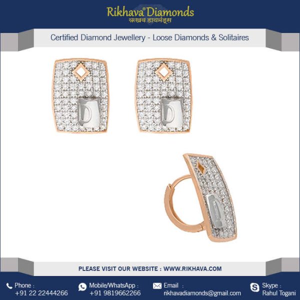 Indian Women's Rose Gold Diamond Earring Set Elegant Jewelry for Breathtaking Style