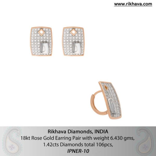 Indian Women's Rose Gold Diamond Earring Set Elegant Jewelry for Breathtaking Style