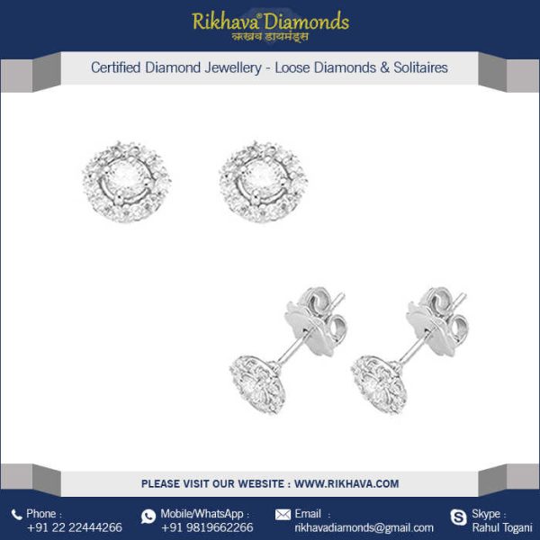 18kt White Gold Diamond Earrings Best Design for Stylish Elegance