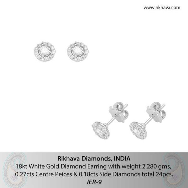 18kt White Gold Diamond Earrings Best Design for Stylish Elegance
