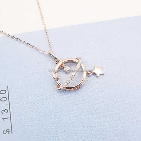 Unique Gold Necklace 18k Pure Yellow Gold Real Natural Diamond Necklaces Fine Jewelry Chinese Gold