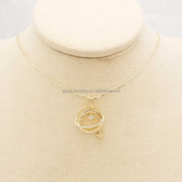 Unique Gold Necklace 18k Pure Yellow Gold Real Natural Diamond Necklaces Fine Jewelry Chinese Gold