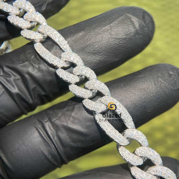 Fashion Jewelry Cuban Link Chain for Men Fully Studded in Round Brilliant Cut Lab Grown Diamonds and 925 Sterling Silver