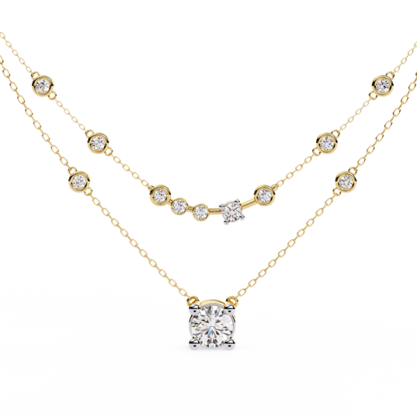 Wholesale Vintage 14K Gold Labgrown Diamond CVD HPHT Necklace Layered Women's Jewelry