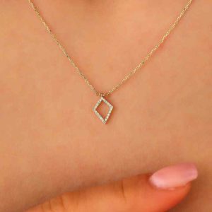 Best Selling Custom Natural Diamond Necklace 18k Solid Yellow Gold Pendant Link Chain Necklace Fine Jewelry Wedding Gift Women
