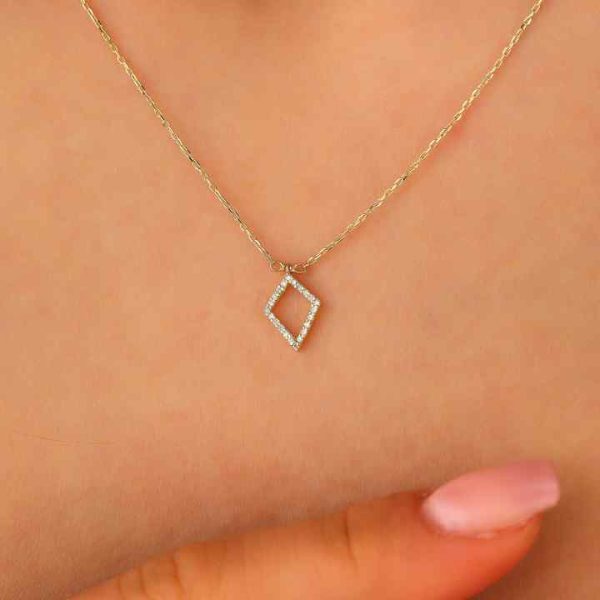 Best Selling Custom Natural Diamond Necklace 18k Solid Yellow Gold Pendant Link Chain Necklace Fine Jewelry Wedding Gift Women