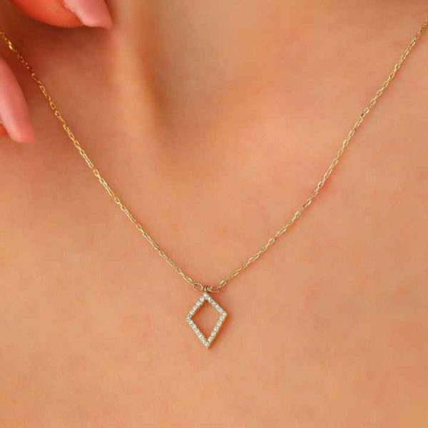 Best Selling Custom Natural Diamond Necklace 18k Solid Yellow Gold Pendant Link Chain Necklace Fine Jewelry Wedding Gift Women