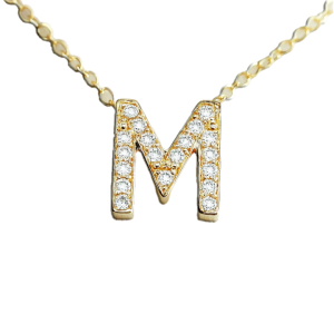 Custom Personalized Initial 14k Letter Gold Diamond Necklace