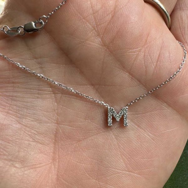 Custom Personalized Initial 14k Letter Gold Diamond Necklace
