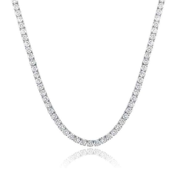18K White Gold Plated Tennis Necklace for Women 5mm Round Lab Grown Diamond Classic Necklace