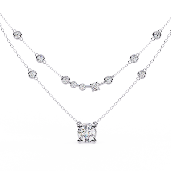 925 Silver 18K Gold Plated GRA Eternity Necklace for Women 0.5ct 7 Diamond Stone Moissanite Engagement Fine Jewelry