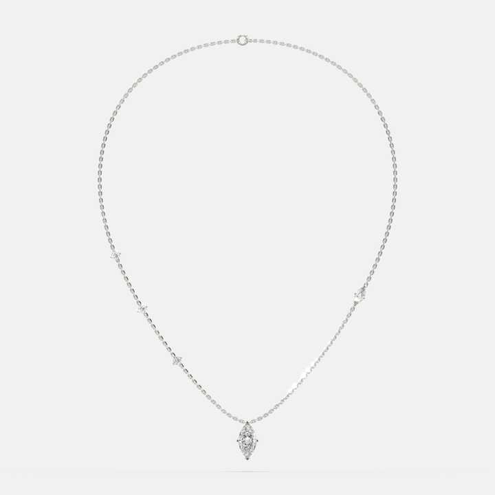 1.50 CT Fancy Marquise Cut Lab Created CVD IGI Certified Diamond Pendant Necklace / 925 Sterling Silver Light Weight Necklace
