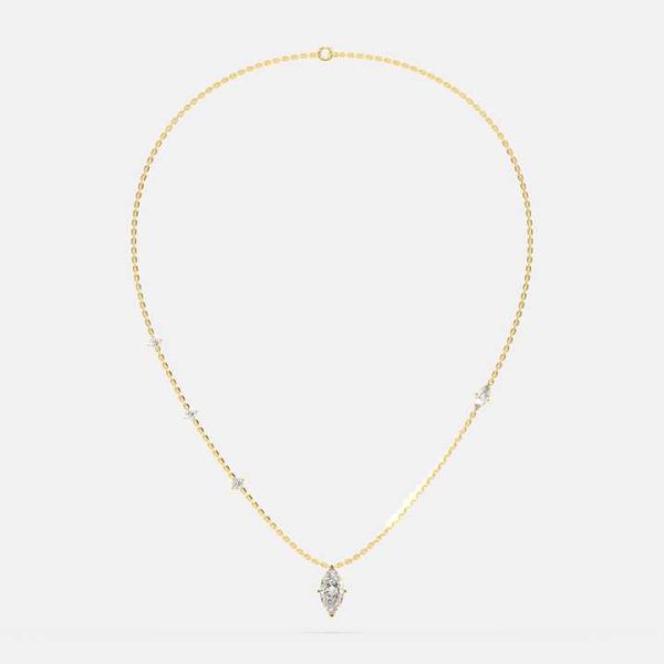 1.50 CT Fancy Marquise Cut Lab Created CVD IGI Certified Diamond Pendant Necklace / 925 Sterling Silver Light Weight Necklace