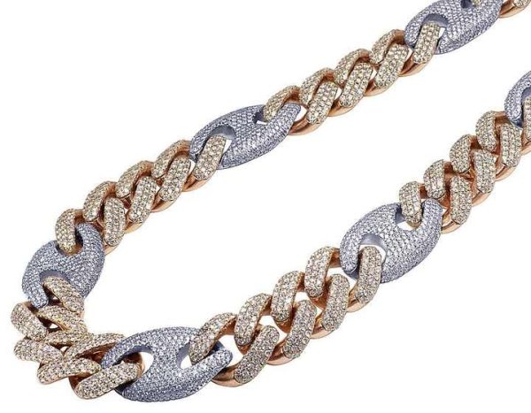 Most Beautiful Men Cuban Chain 10K Multi Tone Round Brilliant Cut Lab Grown Diamond at Any Occasion