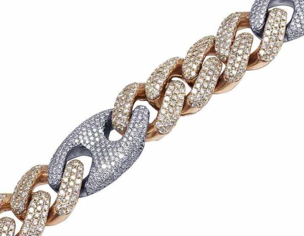 Most Beautiful Men Cuban Chain 10K Multi Tone Round Brilliant Cut Lab Grown Diamond at Any Occasion