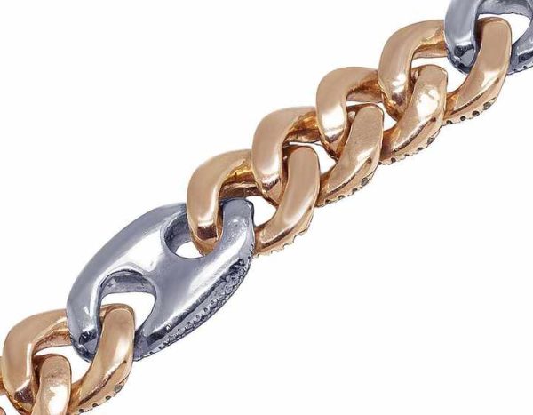 Most Beautiful Men Cuban Chain 10K Multi Tone Round Brilliant Cut Lab Grown Diamond at Any Occasion
