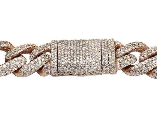 Most Beautiful Men Cuban Chain 10K Multi Tone Round Brilliant Cut Lab Grown Diamond at Any Occasion
