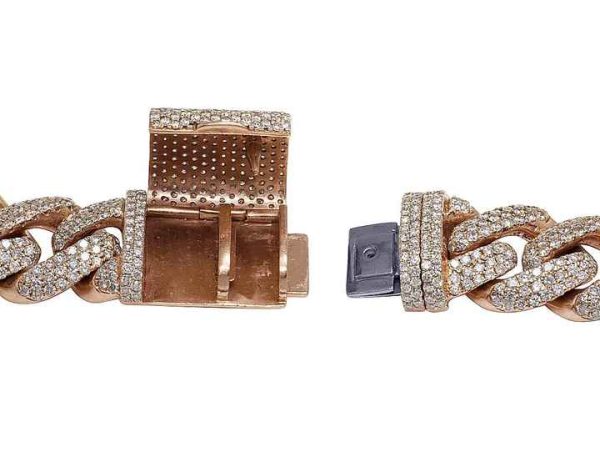 Most Beautiful Men Cuban Chain 10K Multi Tone Round Brilliant Cut Lab Grown Diamond at Any Occasion