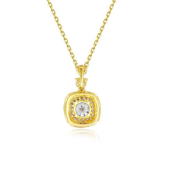 Dainty Square Bag Pendant Necklace Halo Cluster Setting Pendant Necklace Lab Grown Diamond 10K 18K Real Gold Jewelry