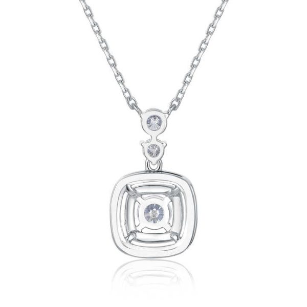 Dainty Square Bag Pendant Necklace Halo Cluster Setting Pendant Necklace Lab Grown Diamond 10K 18K Real Gold Jewelry